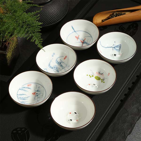 5Cgo 523055341828 景德鎮青花瓷手繪功夫茶杯套裝陶瓷品茗杯子主人杯日式小茶杯茶具 6個杯 LAY27000