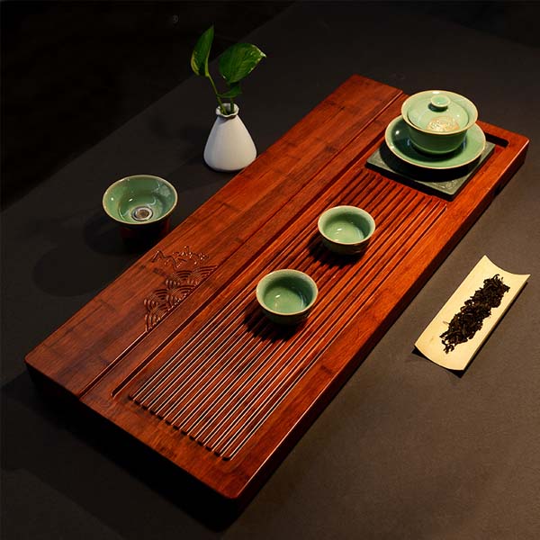 5Cgo 42860378440 祥福重竹茶盤茶具竹制茶盤托盤茶台功夫茶盤排水式茶盤茶海 70*30cm  LAY49400