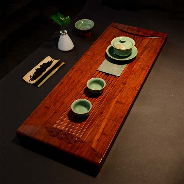 5Cgo  42907544626 重竹茶盤竹制功夫茶盤托盤茶海茶托道無止境排水式實木木質茶盤 80*30cm LAY86500