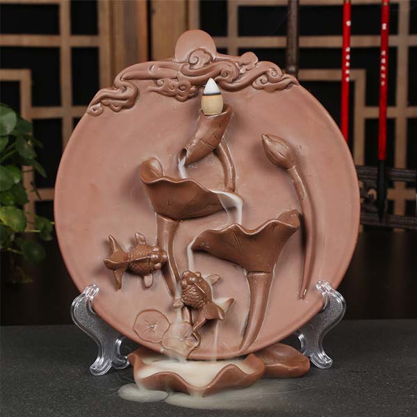5Cgo  525146730994 陶瓷挂盤佛具創意擺件倒流香器工藝品客廳辦公室香爐香道薰爐 LAY21100