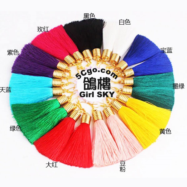 5Cgo 35466049652 復古新娘長款流蘇耳環耳夾耳針拉丁舞肚皮民族風耳飾舞蹈舞衣配飾 11公分多色 5對/組 AGL05000