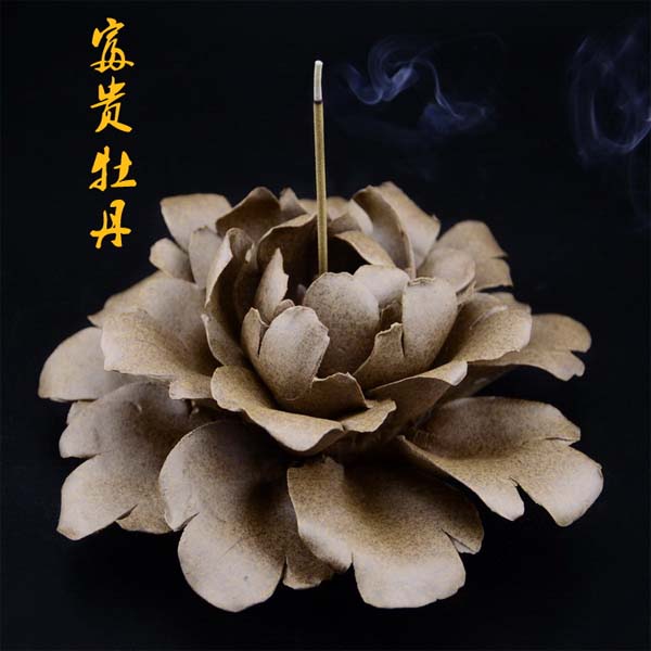 5Cgo 43237957832 陶瓷大牡丹線香插香托香座香盤香爐茶香道擺件手工創意禮品  LAY67000