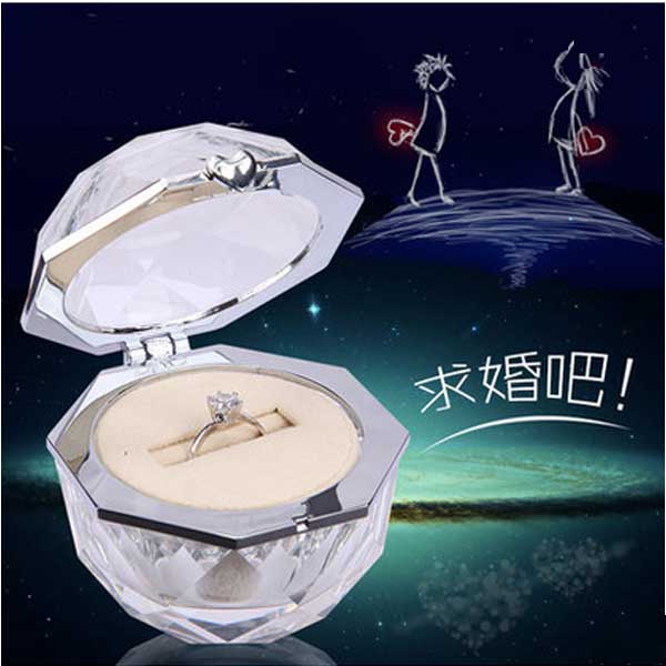 5Cgo  38705640663 透明戒指盒水晶創意鑽戒盒 項鏈耳釘首飾盒 結婚求婚對戒盒  GSX08200