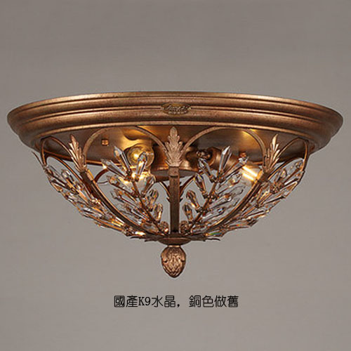 5cgo 42912848017 新中式美式鐵藝水晶吸頂燈個性復古手工家居吸頂燈具-48cm LKM99700