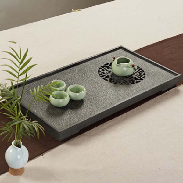 5Cgo   3123364437309 石材大號烏金石頭黑金石茶盤功夫茶具茶海排水茶台石茶盤茶具 60*32cm    LAY00800
