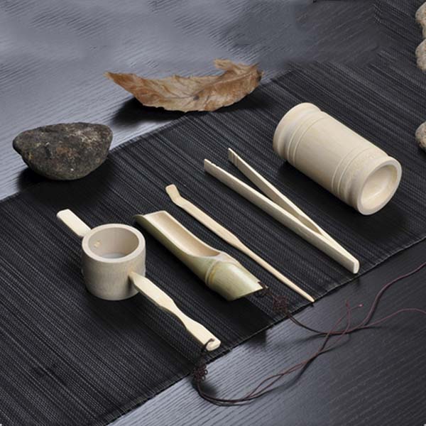 5Cgo 521736391889 韓式茶道六君子竹制茶夾茶勺茶則茶針茶藝擺件茶盤功夫茶具配件    LAY12000