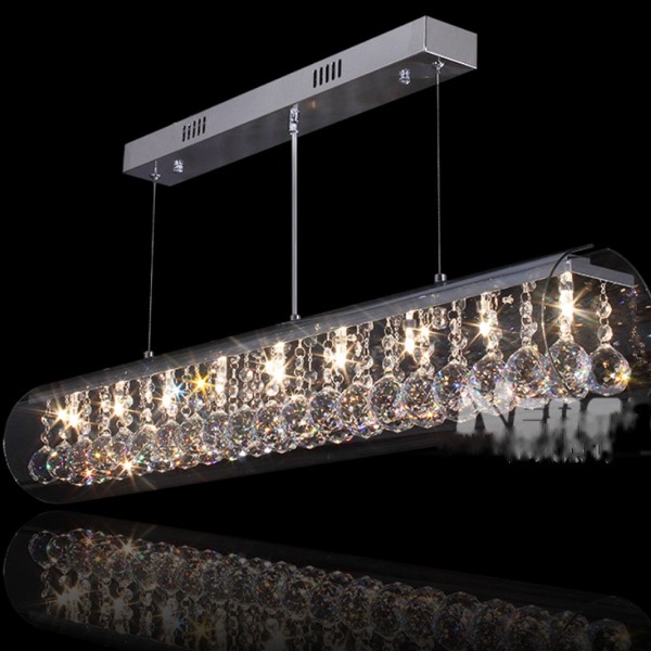 5Cgo 21029363314 LED 水晶燈吧台餐桌燈餐廳燈具客廳水晶吊燈意大利設計師酒吧櫃台G4燈長條圓管 120CM SHM56010