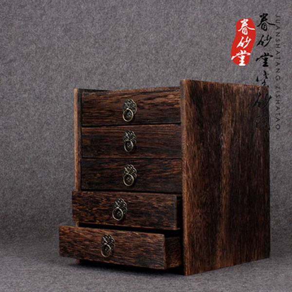 5Cgo 520982330926 實木普洱茶盒茶具分茶盒存茶盒分茶盤炭燒普洱茶餅五層普洱茶盒收納盒 WXP04200