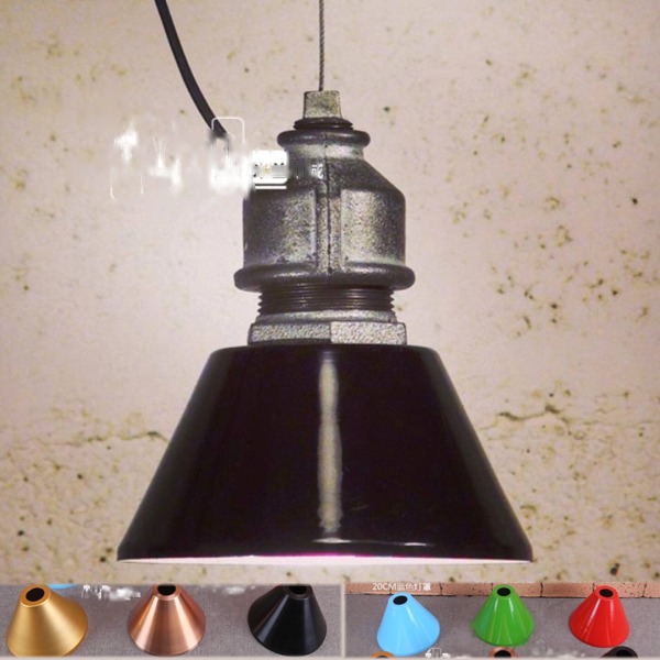 5Cgo 40246502976 LED LOFT工業倉庫鋼絲吊燈單頭作舊鐵藝酒吧咖啡館服裝店餐廳燈20cm燈罩多色 AGL92100