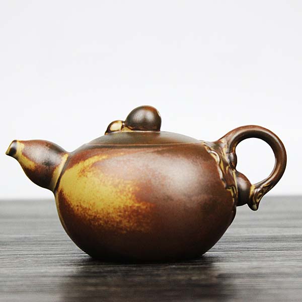 5Cgo 522162265087 仿古手工粗陶茶壺萌魚壺日式手工茶具陶瓷茶壺創意禅意手把壺HZS85000