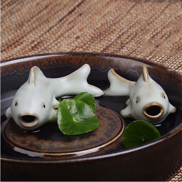 5Cgo 42497293270 茗道陶瓷汝窯茶寵魚親嘴茶寵鯉魚茶玩茶盤擺件擺飾功夫茶具用具HZS82000