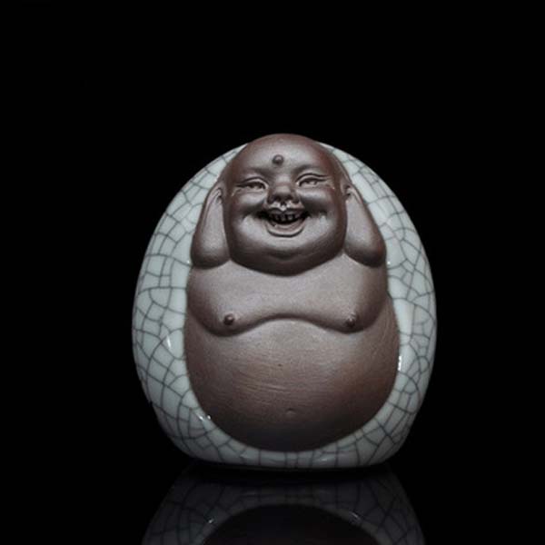 5Cgo 37529739912 茗道哥窯茶寵開片可養宋哥窯茶具擺件手工雕塑彌勒擺飾茶寵功夫茶具用品HZS55000