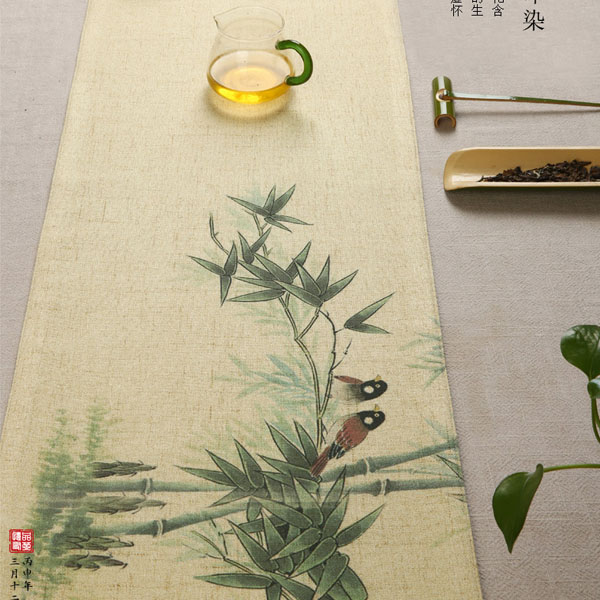 5Cgo 42857830807 古典桌旗茶席布藝禅意錦緞刺繡中式茶簾茶巾茶墊茶布清雅復古藝術桌巾客廳餐桌茶幾榻榻米大堂茶室花室品茗 CHX99000