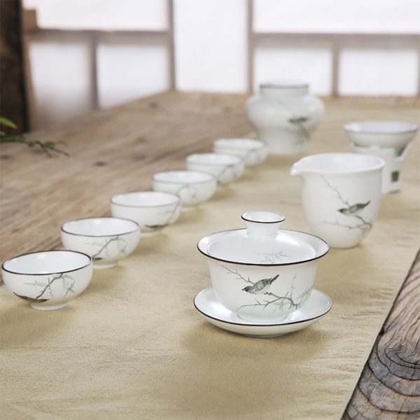 5Cgo 525266653522 陶瓷功夫茶具套裝手繪茶壺茶杯茶葉罐公道杯10件套HZS86100