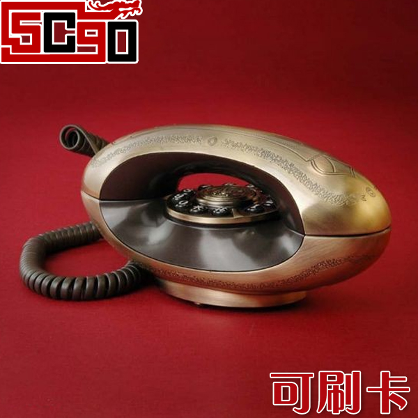 5Cgo 42181771523 創意家居飾品歐式派垃蒙禮復古仿古電話座機阿拉丁神燈電話機家用商用金屬機身 PFG82300
