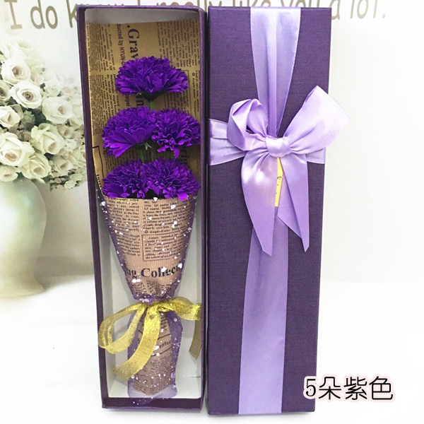 5Cgo 529776098394 康乃馨香皂花仿真肥皂花束創意送家人送教師5朵+禮盒LYP53000