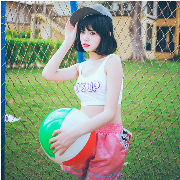 5Cgo 527547550036 原創 元氣少女日系拳擊庫 運動風 保守方便泳衣 鋼托聚攏泳裝    GSX70100