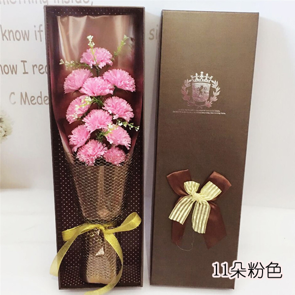 5Cgo 529776098394 康乃馨香皂花仿真肥皂花束創意送家人送教師11朵+禮盒LYP96000