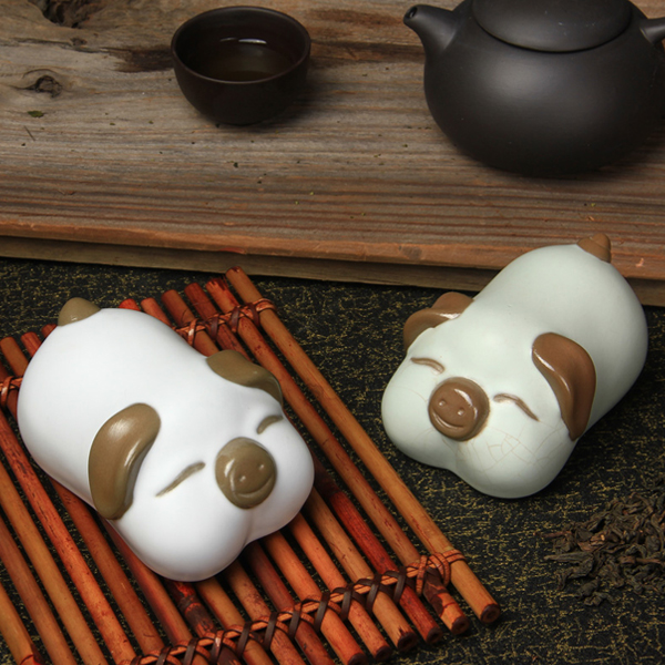 5Cgo 37917138568 紫砂汝窯茶寵擺件精品汝瓷工藝富貴豬福祿連連功夫茶具擺件HZS03000
