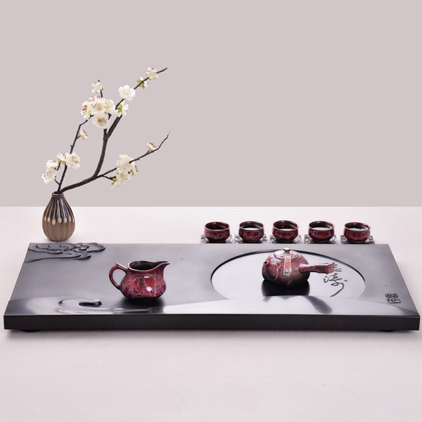 5Cgo 520718624154 天然烏金石茶盤小黑金石茶海功夫茶具排水式茶台60*30HZS05400