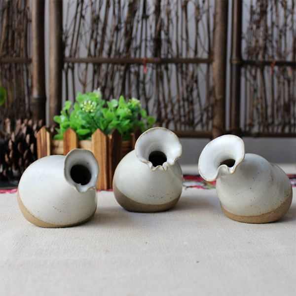 5Cgo 521997068574 景德鎮陶瓷創意陶瓷小花瓶迷你水培花器茶道花插手工粗陶擺件4個一組 HZS64000