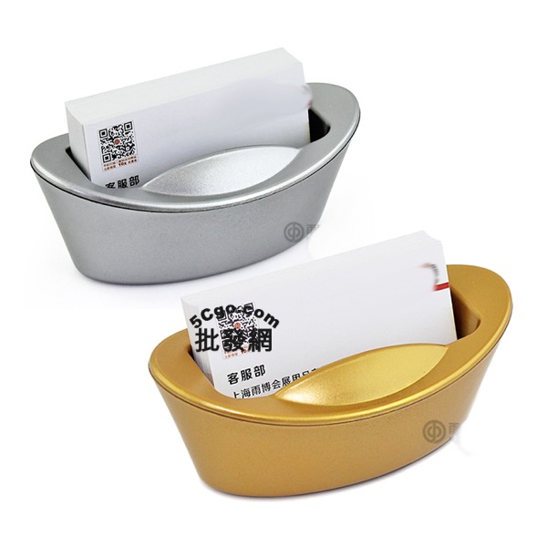 5Cgo 39189656120 金元寶招財進寶名片座名片盒禮品名片收納盒土豪金銀股票房仲珠寶黃金櫃台(2個) AGL62000