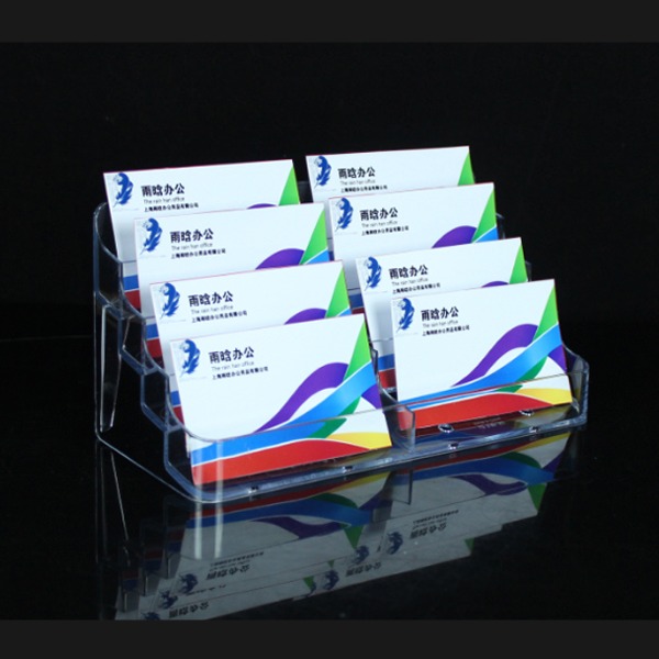5Cgo 17590578391 雙排四層八格透明名片架名片盒多人名片座8格名片座人事業務公司櫃台  AGL62000