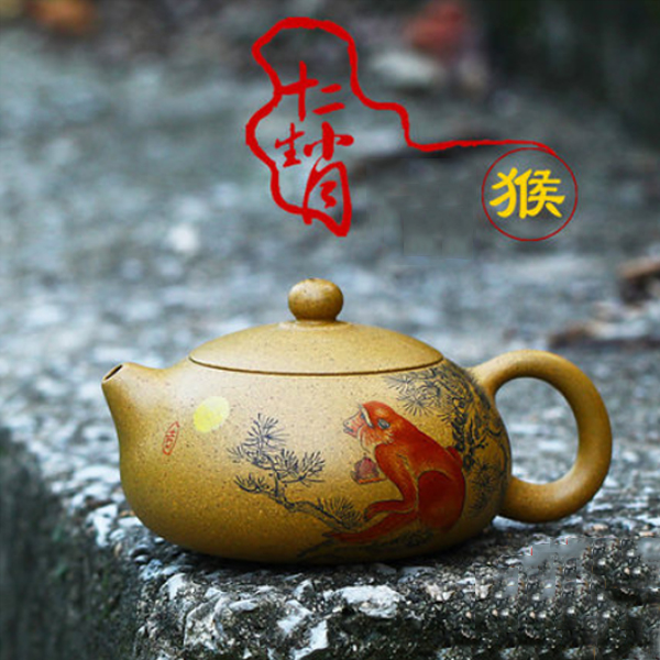 5Cgo 523041595100 宜興紫砂壺全手工茶壺茶具十二生肖猴豬狗雞龍扁西施套壺  HZS08300