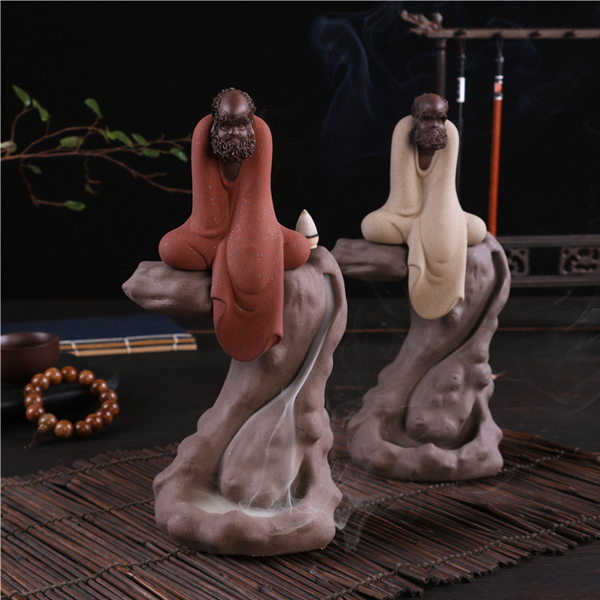 5Cgo 523364980318 高山流水達摩倒流香爐創意紫砂觀煙家居裝飾品陶瓷擺件塔檀香薰爐 HZS92100