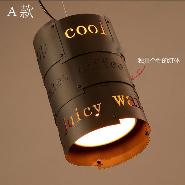5Cgo 527719375549 個性吊燈復古咖啡廳創意英文餐廳吧臺酒吧過道鐵藝裝飾吊燈--A款   LYP89200