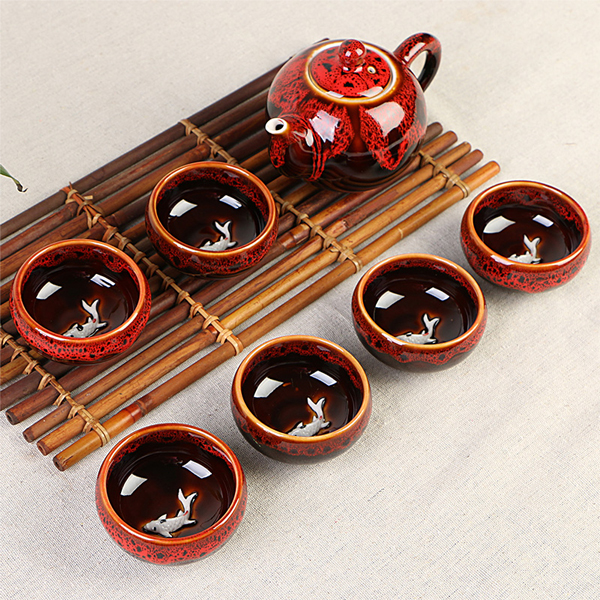 5Cgo 520483950324 茶道窯變茶具陶瓷紫砂功夫茶具整套冰裂鈞窯茶壺茶杯魚杯 HZS03000