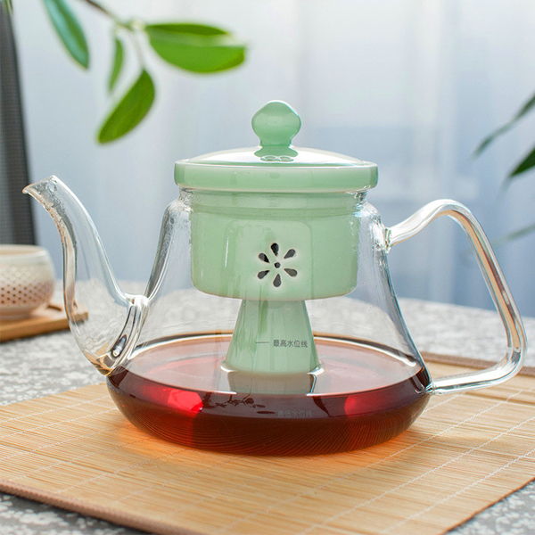 5Cgo 530496864119 電陶爐加熱蒸茶壺蒸汽茶器耐熱玻璃茶具養生壺陶瓷過濾直火煮茶壺 HZS85100