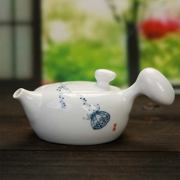 5Cgo 528610381710 茶壺陶瓷側把壺功夫茶具手繪茶壺青瓷泡茶壺手工茶壺 HZS93000