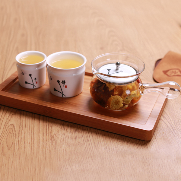 5Cgo 534851494627 玻璃茶具靜思套組玻璃茶壺陶瓷子母杯竹製茶盤四合一方便攜送功夫茶具用品 HZS06100