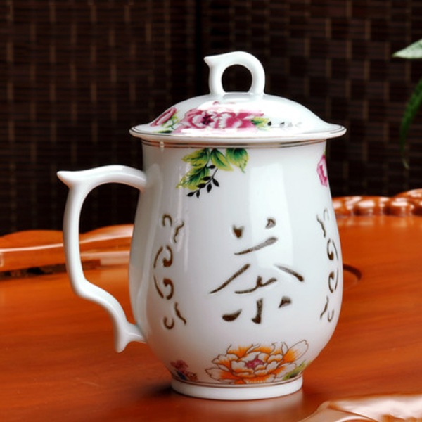 5Cgo 40267103467 玲珑薄胎镂空雕刻辦公杯陶瓷個人杯快客杯泡茶杯功夫陶瓷茶具茶杯 HZS96000