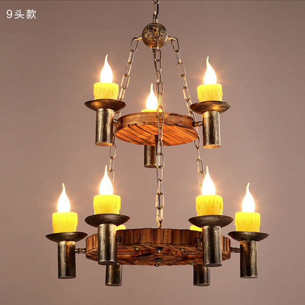  5Cgo 531234417523 loft餐廳吊燈創意蠟燭個性咖啡館服裝店設計復古吊燈--9頭款 LYP99510