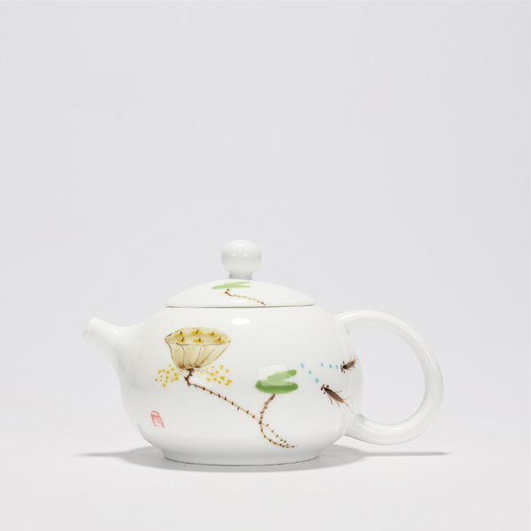 5Cgo 534414670527 景德鎮瓷器手繪荷花茶壺陶瓷功夫茶具西施單壺茶席百搭 HZS94000