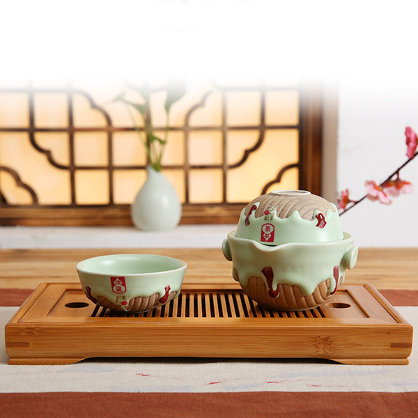 5Cgo 537896877691 易泡茶壺功夫茶具套裝便攜旅行一壺兩杯手抓壺快客杯茶壺茶杯 HZS88000