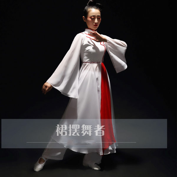 5Cgo 527717245957 新款白色演出服古典舞現代舞成人藝考扇子舞蹈服裝女群舞台服   GSX83100