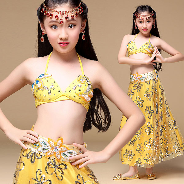 5Cgo 531132105319 梵之舞 少儿舞台表演服 儿童肚皮舞演出套装印度舞舞蹈服装 三件套  GSX82200