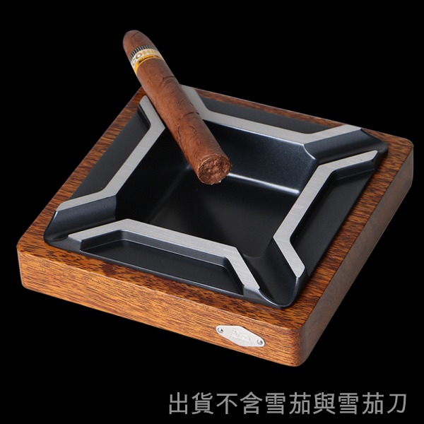 5Cgo 524431988867 印茄木雪茄煙灰缸鈦金屬四槽雪茄香煙灰缸熄煙家庭客服商務會議不含雪茄刀保濕 AGL85100