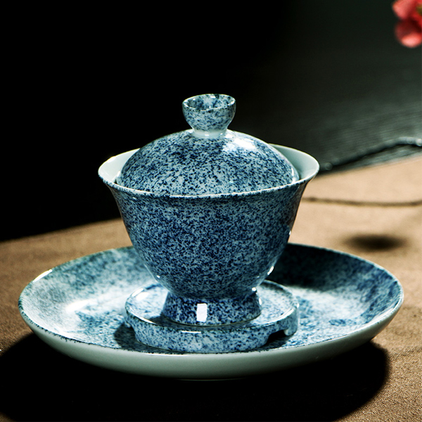 5Cgo 535500447521 手繪青花瓷高足蓋碗景德鎮陶瓷三才碗茶碗大號功夫茶杯茶具 HZS49000 