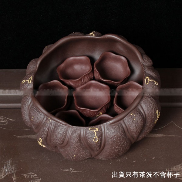 5Cgo 531833493028 宜興紫砂功夫茶具配件杯洗茶洗筆洗水洗大煙灰缸盆栽荷葉荷花蓮花瓣不規則形 AGL89100