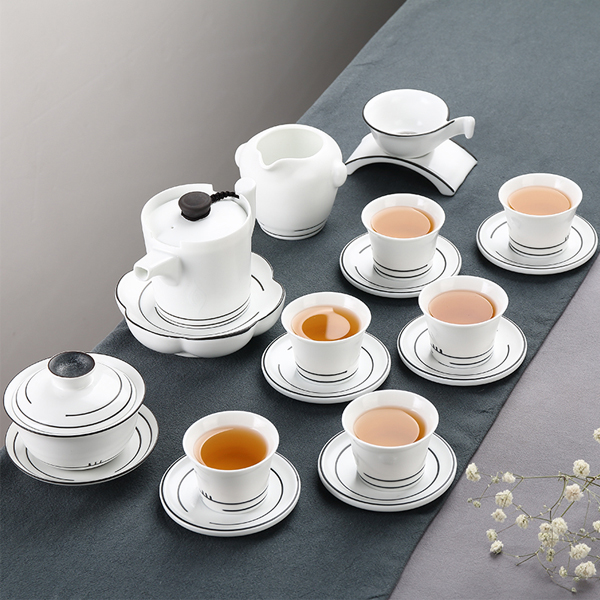 5Cgo 525758902267 整套手工繪制亞光黑白太極陶瓷功夫茶具茶道茶壺蓋碗品茗杯高檔套裝 HZS85100