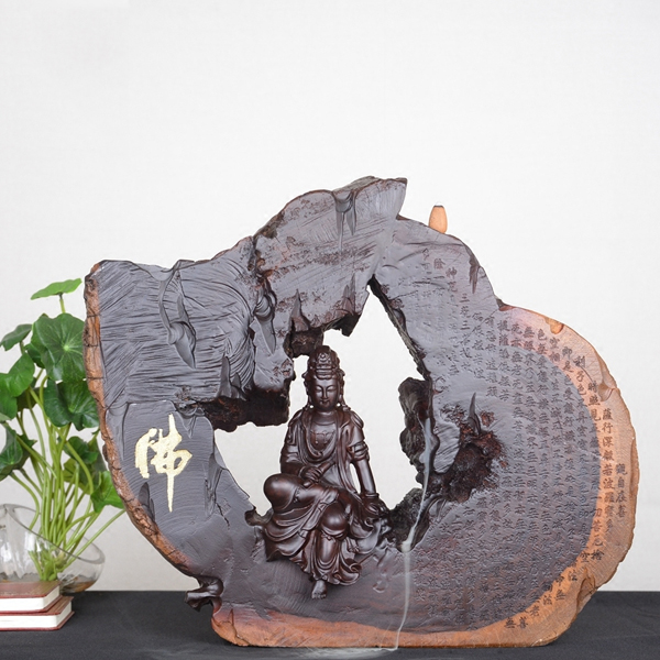 5Cgo 536589545674 黑檀木雕倒流香擺件木雕觀音佛像擺件工藝品擺件自在觀音家居擺件 HZS22700