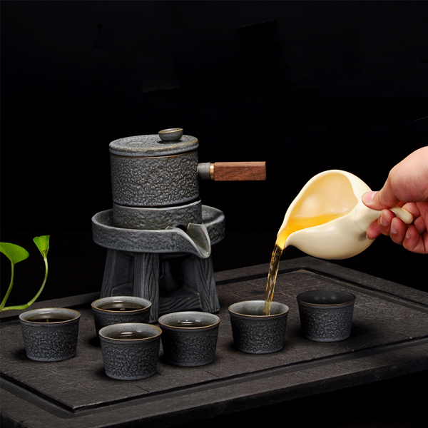 5Cgo 537508914290 時來運轉石磨復古半自動茶具套裝懶人防燙功夫泡茶器禮盒裝 HZS99000