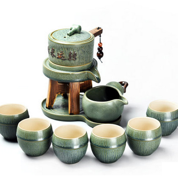 5Cgo 534126385157 復古石磨半自動茶具功夫創意個性粗陶瓷茶壺泡茶器沖水整套茶壺茶杯公道杯組  HZS88200