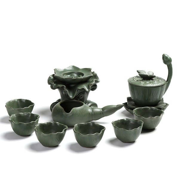 5Cgo 533205924723 出水芙蓉茶具套裝粗陶瓷半自動茶具套裝懶人創意功夫茶器禮盒裝 HZS89100