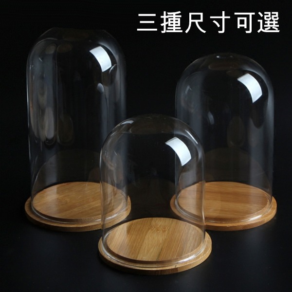 5Cgo 537668516648 永生花店玫瑰玻璃罩公仔防塵罩蛋糕點心馬卡龍擺件透明圓頂玻璃花瓶居家飾品-大號 AGL13000