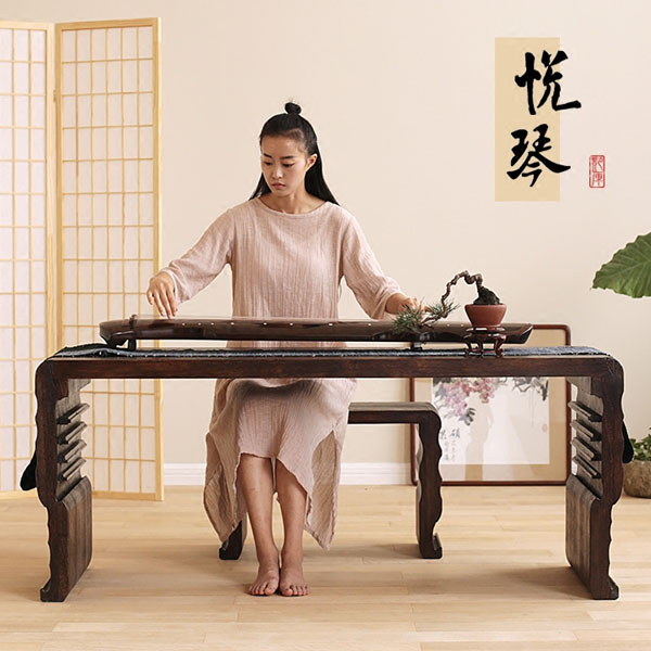 5Cgo 45835473016 實木大型演奏級專業古琴桌旗艦款仿古復古琴桌書寫桌子茶藝表演禪室茶室家私家具書法練習桌子書房琴行琴室 CHX00940